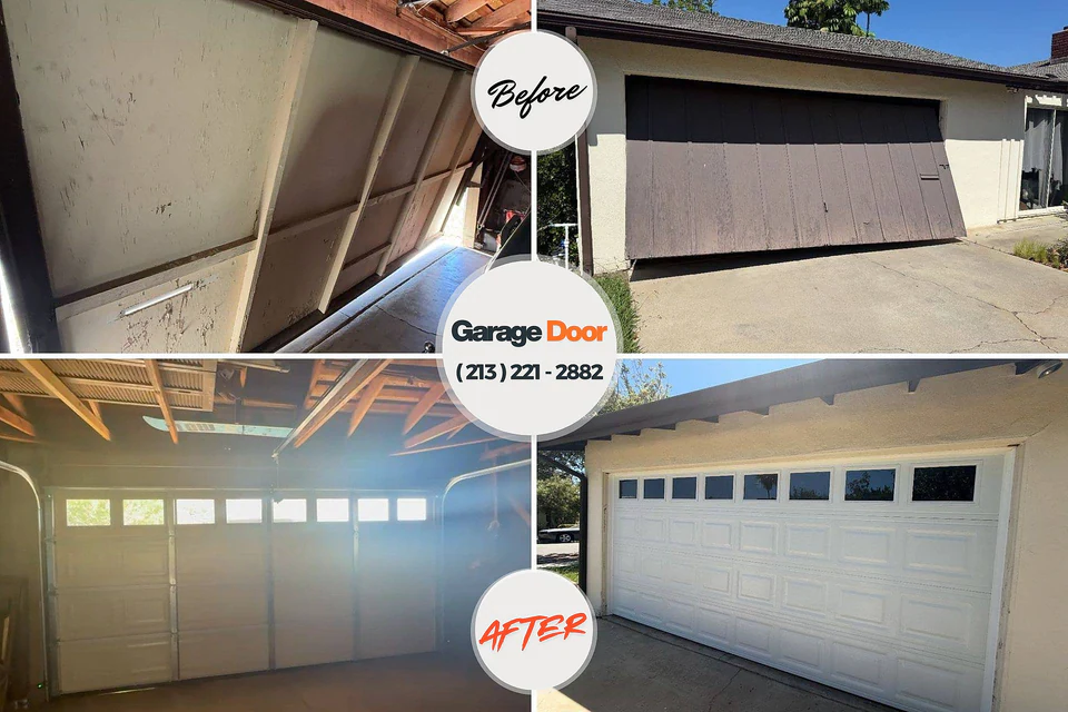 Before and after: garage door repair Portsmouth, NH